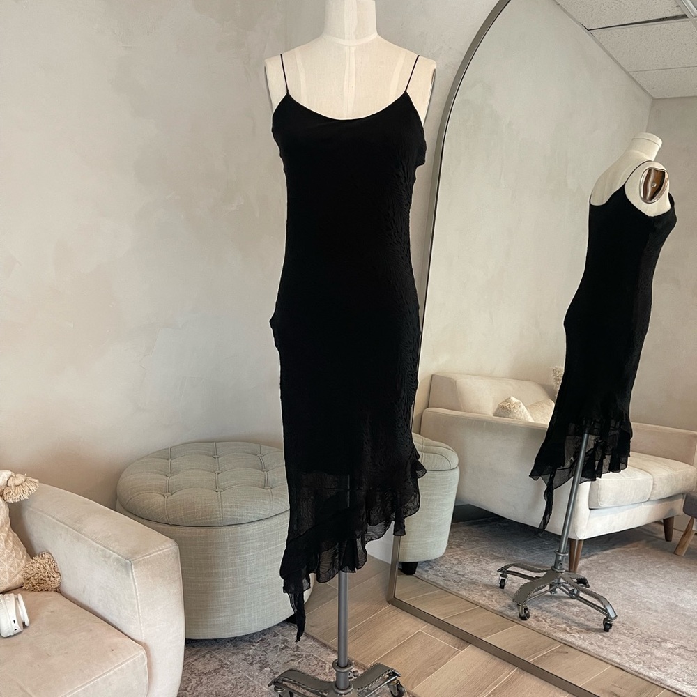 VINTAGE ASYMMETRICAL BLACK DRESS | Sz Small